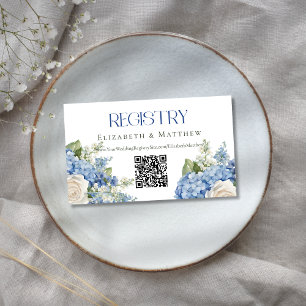 Blue Hydrangea Wedding Registry QR Code Website  Enclosure Card