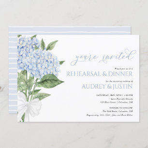 Blue Hydrangea Wedding Rehearsal Dinner Invitation