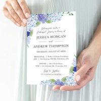 Blue Hydrangea Wedding Rehearsal Dinner Invitation