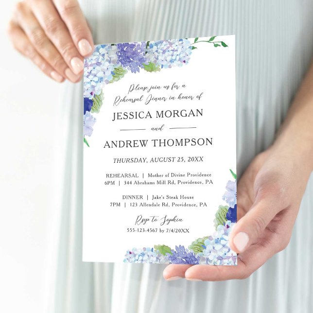 Blue Hydrangea Wedding Rehearsal Dinner Invitation (Creator Uploaded)