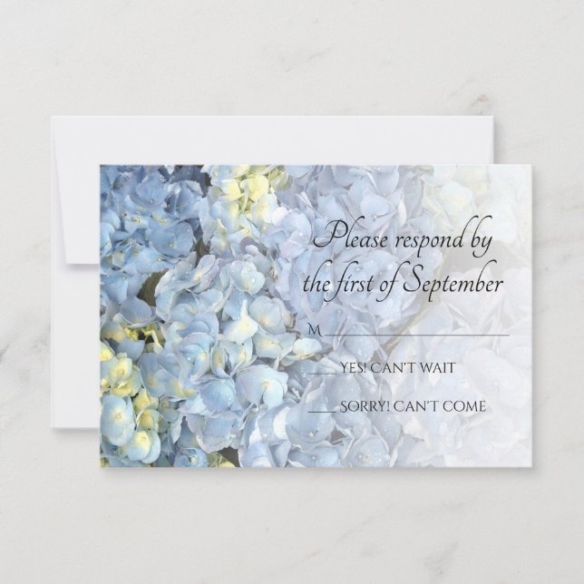 Blue Hydrangea Wedding RSVP Response Card (Front)