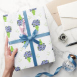 Blue Hydrangea Wedding Shower Coastal Pattern Wrapping Paper<br><div class="desc">Blue hydrangea blooms arranged in a decorative green vase form a fresh coastal pattern with leafy accents. Perfect for classic,  preppy,  or coastal style lovers,  this blue hydrangea green vase coastal pattern adds a crisp,  elegant touch to everyday items.</div>