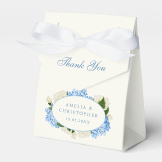 Blue Hydrangea White Rose Classic Wedding Favour Box