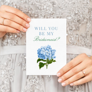 Blue Hydrangea Will You Be My Bridesmaid Card