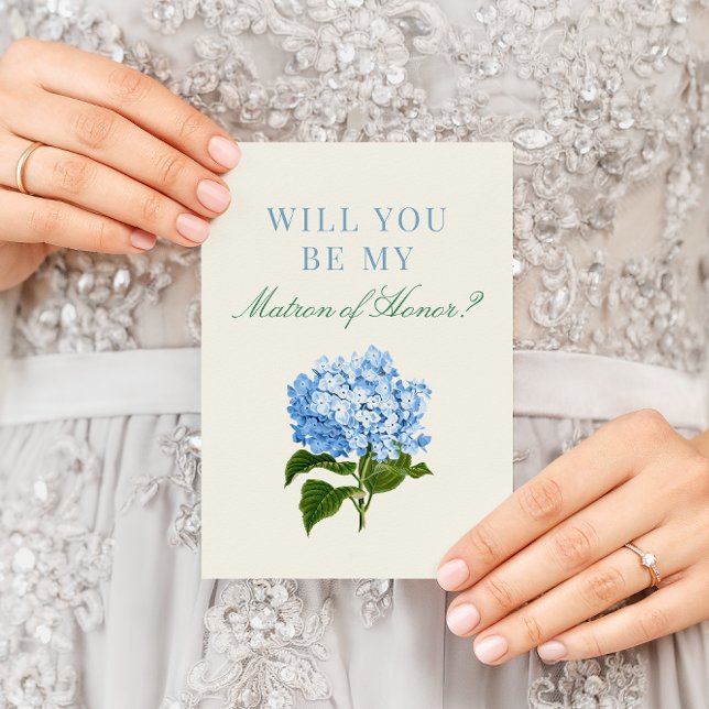 Blue Hydrangea Will You Be My Maid of Honour Card (Creator Uploaded)