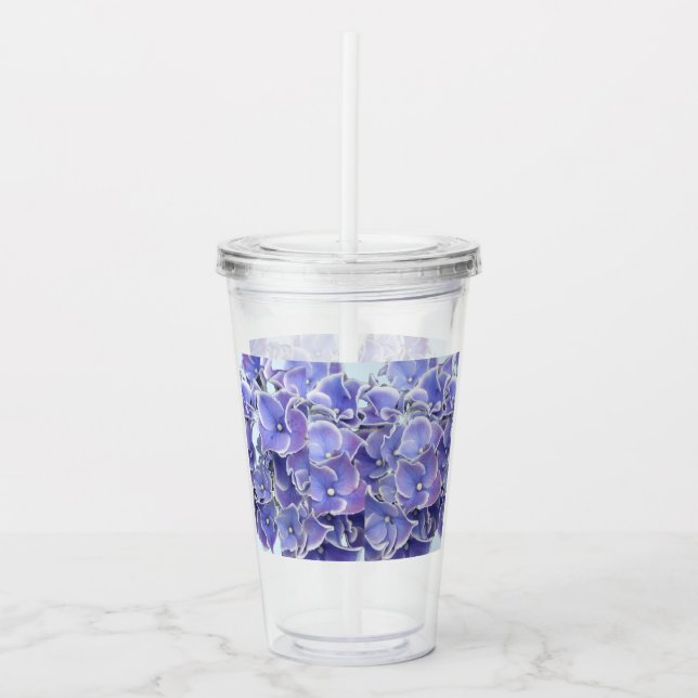 Blue Hydrangea with White Border Acrylic Tumbler (Front)