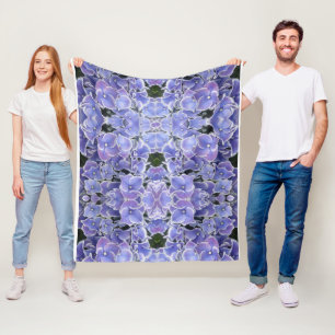 Blue Hydrangea with White Border Fleece Blanket