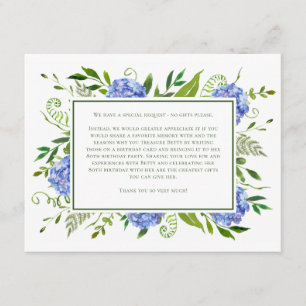 Blue Hydrangeas 80th Birthday Card Request