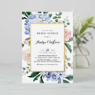 Blue Hydrangeas and Pink Roses Bridal Shower