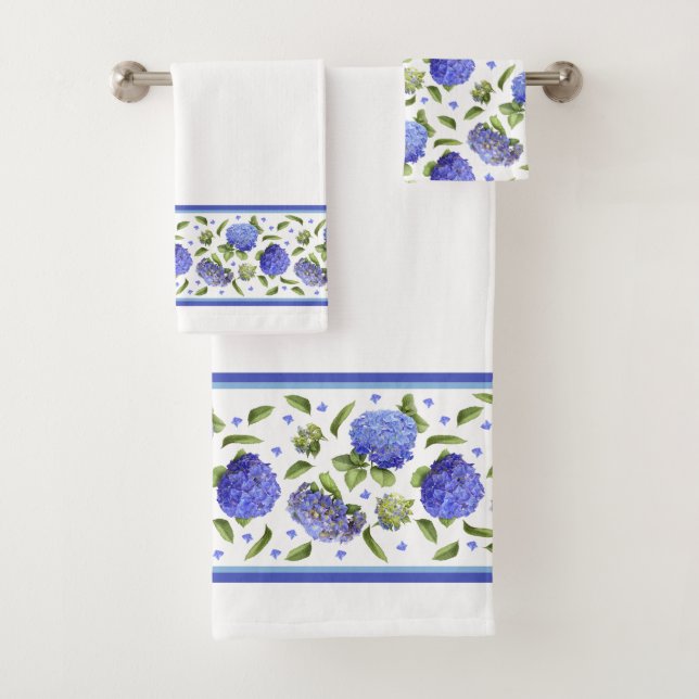 Blue Hydrangeas Bath Towel Set (Insitu)