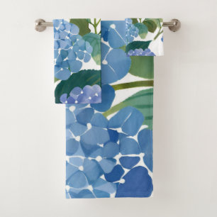 Blue Hydrangeas   Beautiful Floral Bush Bath Towel Set