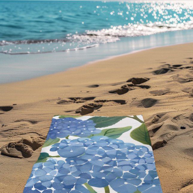 Blue Hydrangeas | Beautiful Floral Bush Beach Towel (Creator Uploaded)