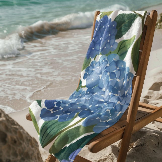 Blue Hydrangeas | Beautiful Floral Bush Beach Towel (Creator Uploaded)