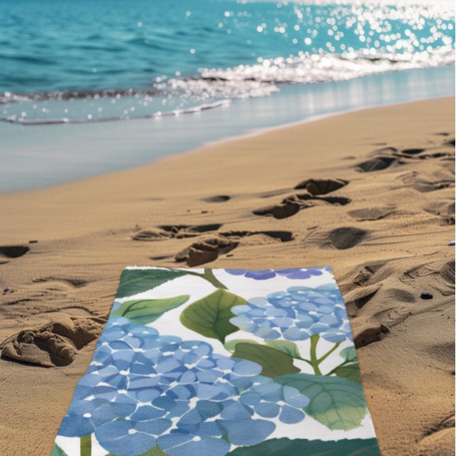 Blue Hydrangeas | Beautiful Floral Bush Beach Towel (Creator Uploaded)