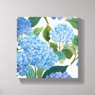 Blue Hydrangeas   Beautiful Floral Bush Canvas Print