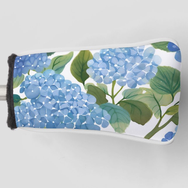 Blue Hydrangeas | Beautiful Floral Bush Golf Head Cover (Front)