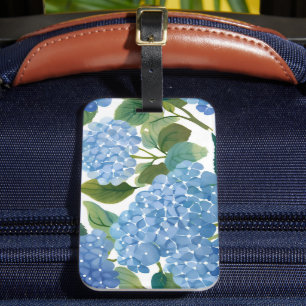 Blue Hydrangeas Beautiful Floral Bush Luggage Tag