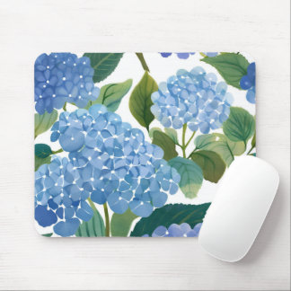 Blue Hydrangeas | Beautiful Floral Bush Mouse Pad
