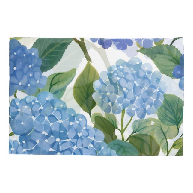 Blue Hydrangeas | Beautiful Floral Bush Pillowcase (Back)