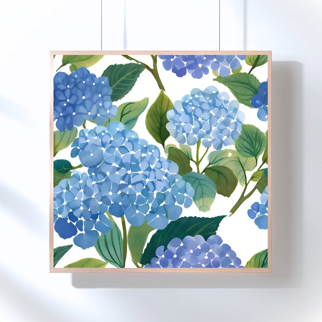 Blue Hydrangeas | Beautiful Floral Bush Poster (Creator Uploaded)