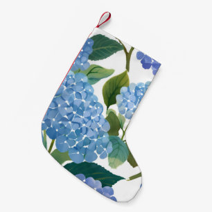 Blue Hydrangeas Beautiful Floral Bush Small Christmas Stocking