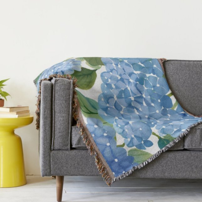 Blue Hydrangeas | Beautiful Floral Bush Throw Blanket (Creator Uploaded)