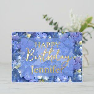 Blue Hydrangeas Blooms Happy Birthday