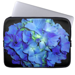 Blue hydrangeas, blue roses, elegant blue flowers laptop sleeve