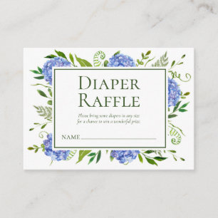Blue Hydrangeas Boy Baby Shower Diaper Raffle Enclosure Card