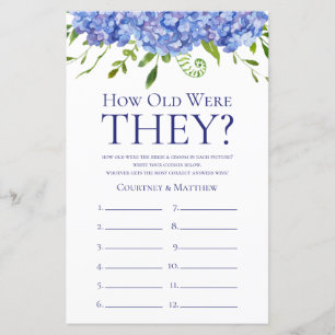 Blue Hydrangeas Bridal Shower Game