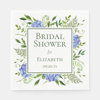 Blue Hydrangeas Bridal Shower Napkin