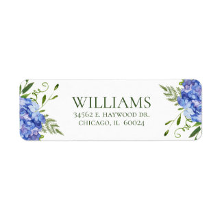 Blue Hydrangeas Bridal Shower Return Address