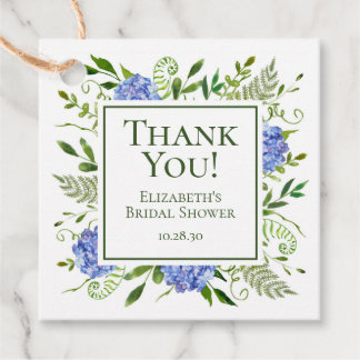 Blue Hydrangeas Bridal Shower Thank You Favour Tags