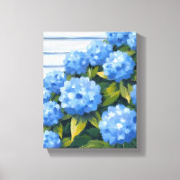 Blue Hydrangeas Bushes Floral Painting
