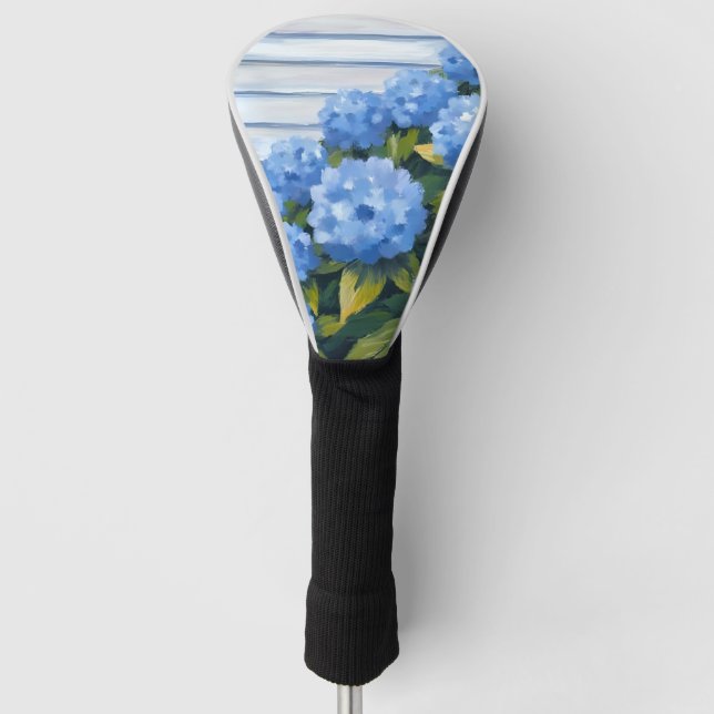 Blue Hydrangeas Bushes Floral Painting Golf Head Cover (Front)