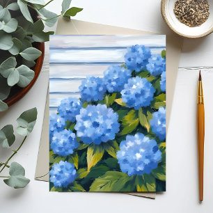 Blue Hydrangeas Bushes Floral Painting Postcard