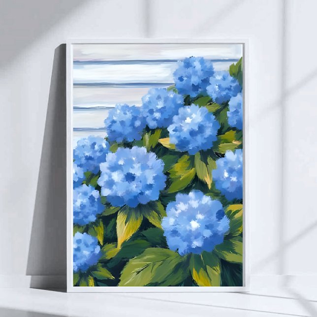 Blue Hydrangeas Bushes Floral Painting Poster (Creator Uploaded)