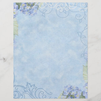 Blue Hydrangeas, Butterfly & Swirl Modern Floral
