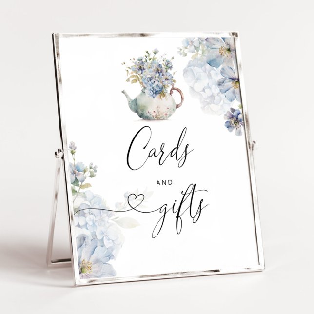 Blue Hydrangeas elegant tea pot Cards and gifts Poster (Creator Uploaded)