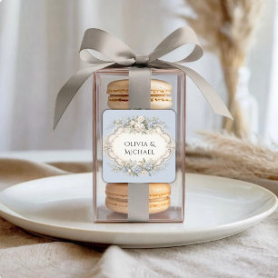 Blue Hydrangeas Elegant Vintage Wedding Square Sticker