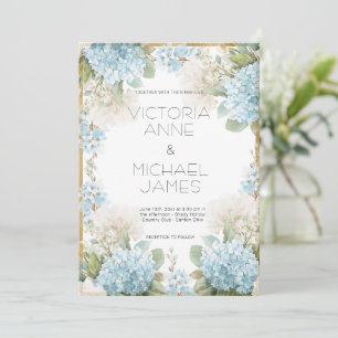 Blue Hydrangeas Elegant Wedding  Invitation