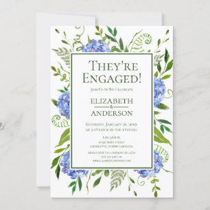 Blue Hydrangeas Engagement Party Invitation