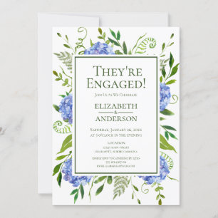 Blue Hydrangeas Engagement Party Invitation