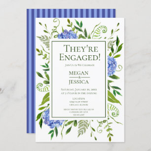Blue Hydrangeas Engagement Party Invitation