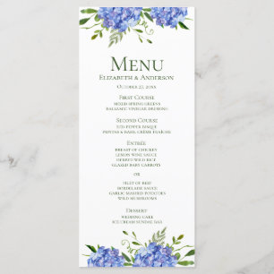 Blue Hydrangeas Engagement Party Menu