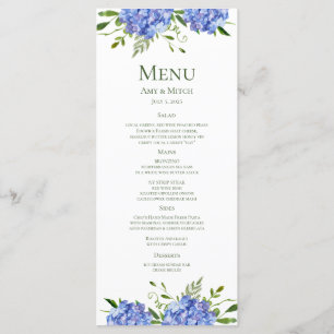 Blue Hydrangeas Engagement Party Menu