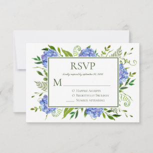 Blue Hydrangeas Engagement Party RSVP Card