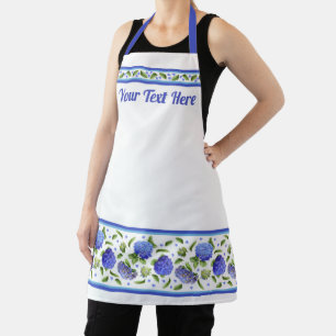 Blue Hydrangeas Floral Botanical Personalized Apron