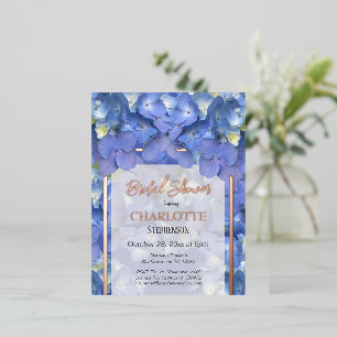 Blue Hydrangeas Floral Bridal Shower Foil Invitation Postcard
