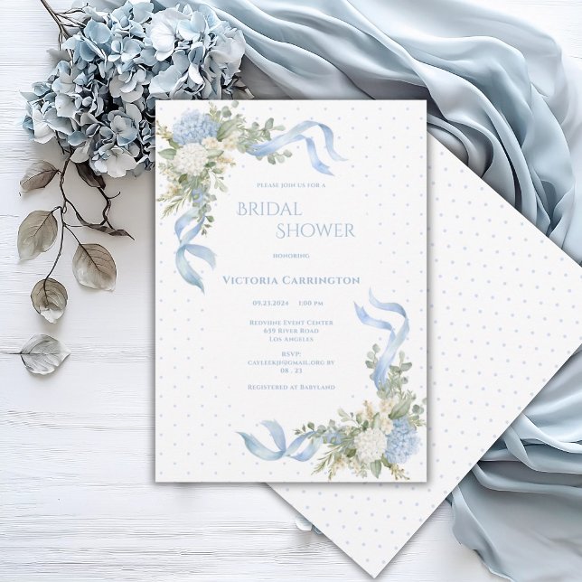 Blue Hydrangeas Floral Elegant Bridal Shower Invitation (Creator Uploaded)
